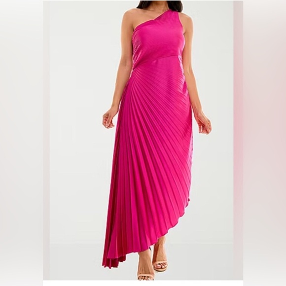Premier Amour Satin WNS Sleeveless High-Low Shift Dress New Size 10 Barbie Pink - Picture 1 of 9